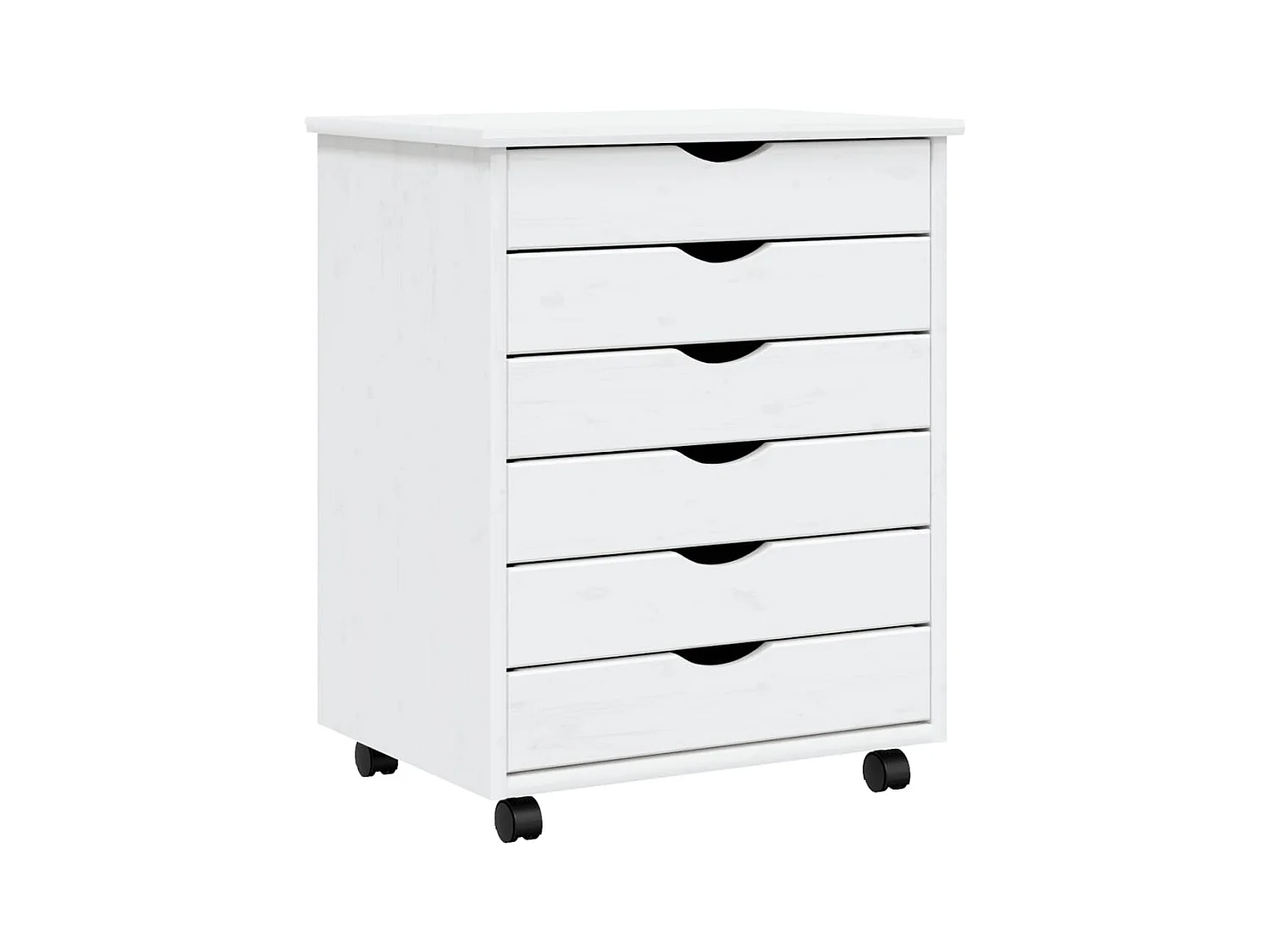 Armoire roulante avec tiroirs MOSS blanc bois de pin solide