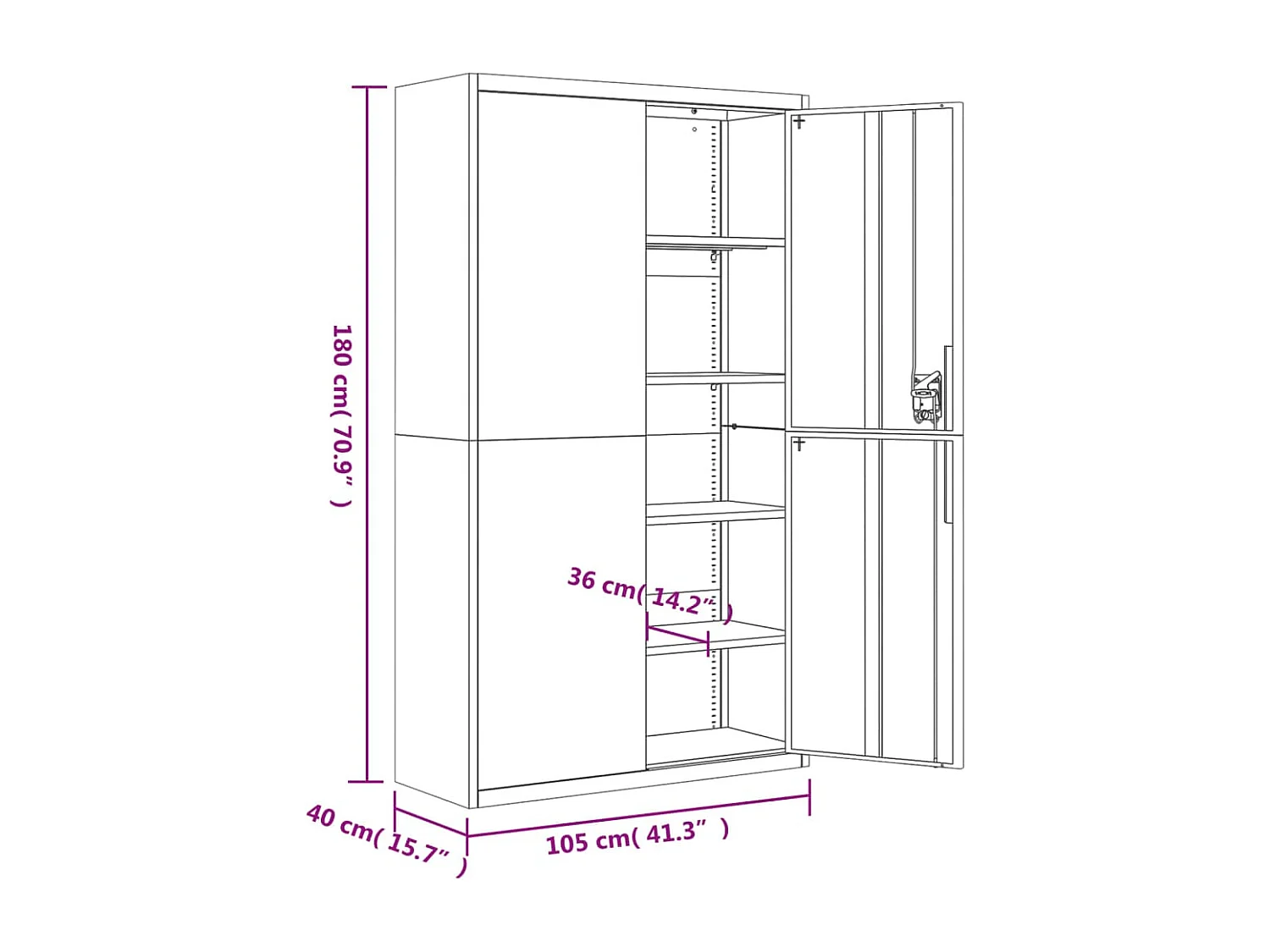 Classeur blanc 105x40x180 acier