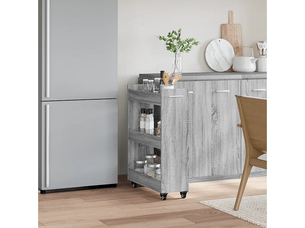 Armoire avec roues sonoma gris 60x22x79 bois d'ingénierie