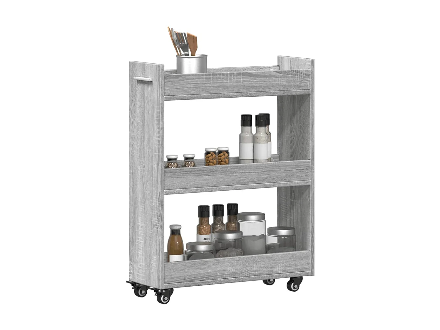 Armoire avec roues sonoma gris 60x22x79 bois d'ingénierie