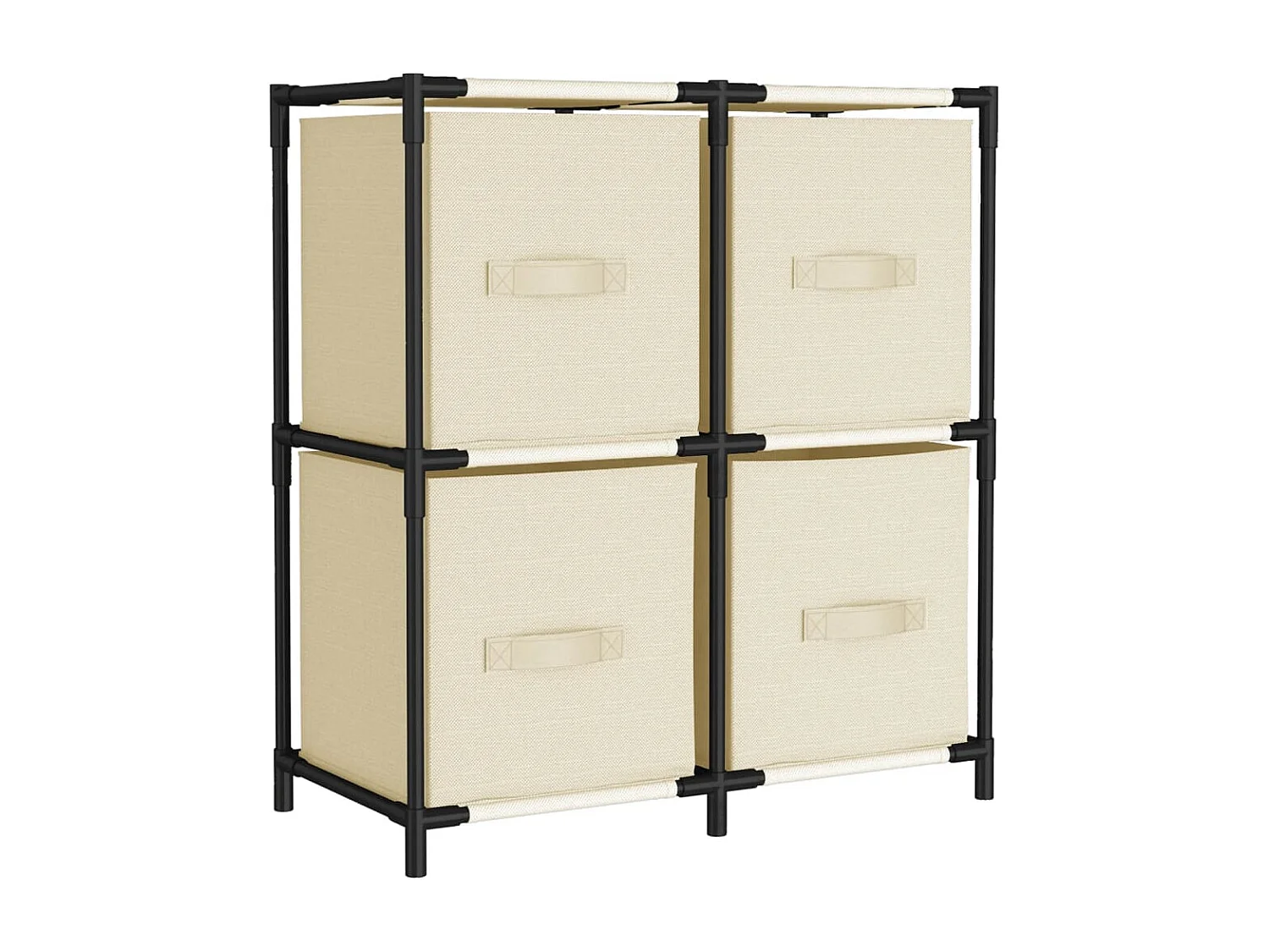 Armoire de rangement 4 paniers en tissu Crème 63x30x71 Acier