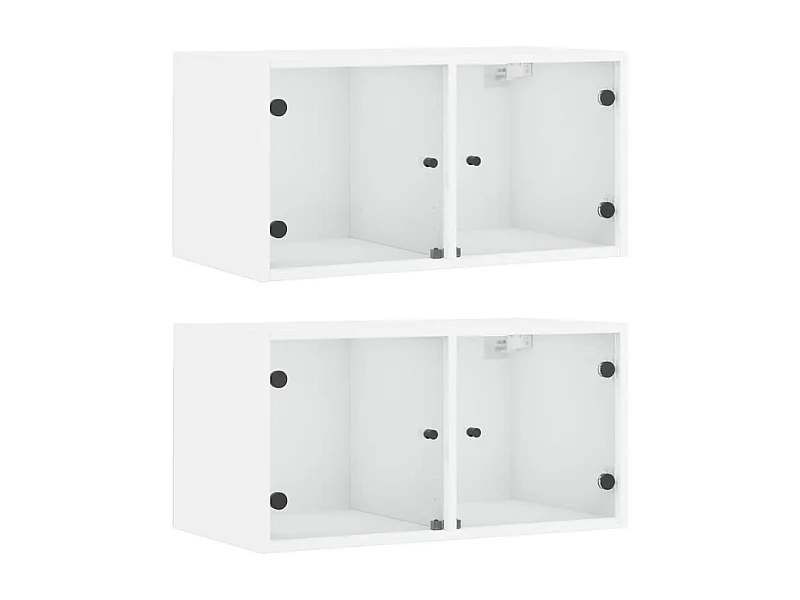 Armoires murales avec portes en verre 2 pcs blanc 68,5x37x35