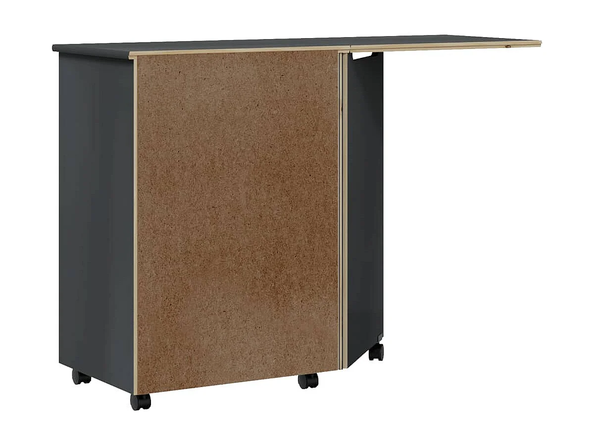 Armoire roulante avec bureau MOSS gris bois de pin solide