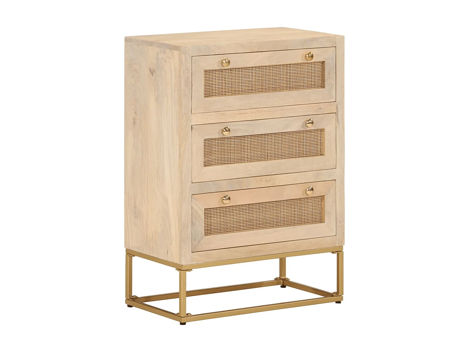Commode 55x30x76 bois massif de manguier et fer