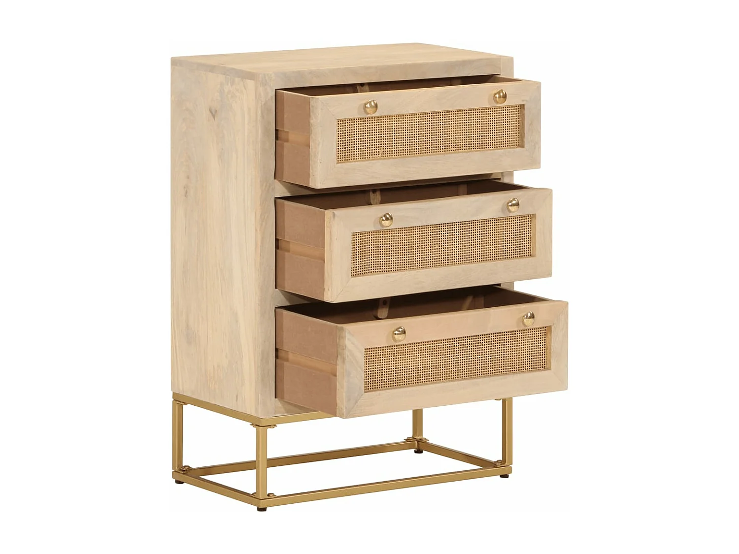 Commode 55x30x76 bois massif de manguier et fer