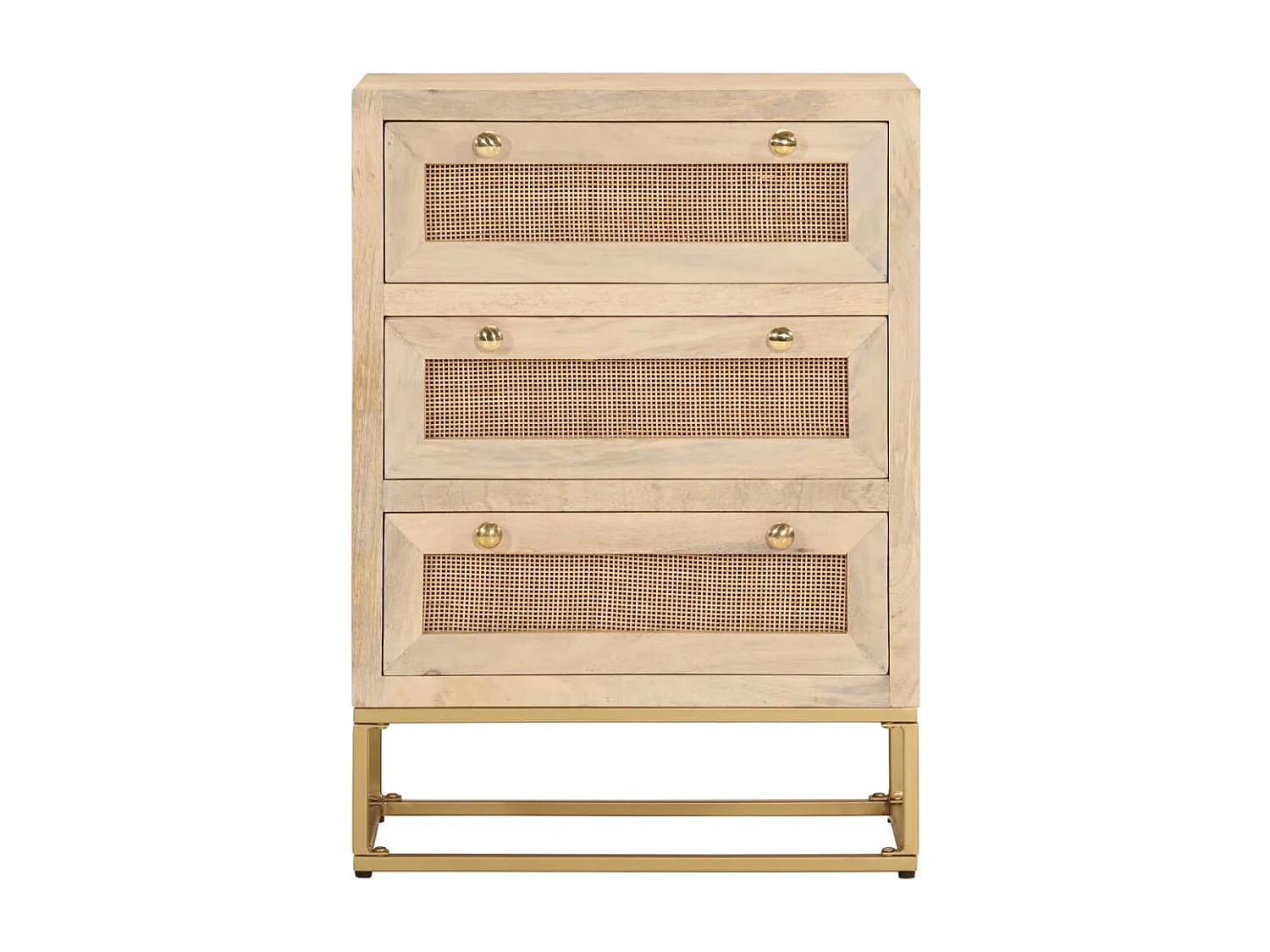 Commode 55x30x76 bois massif de manguier et fer