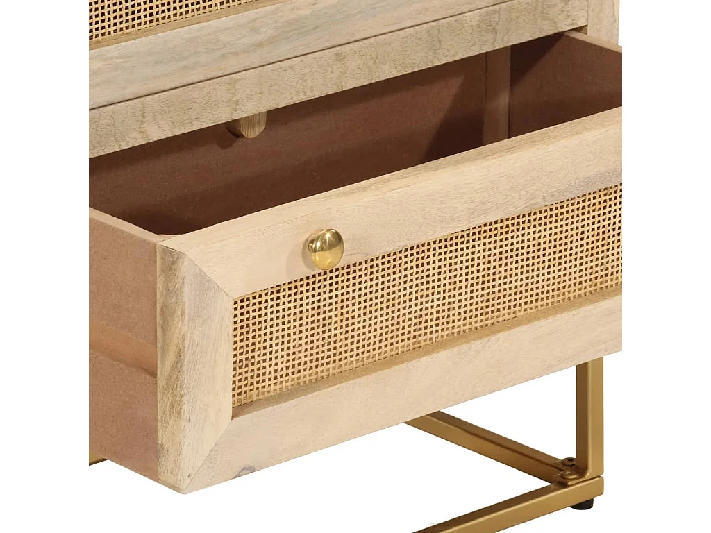 Commode 55x30x76 bois massif de manguier et fer