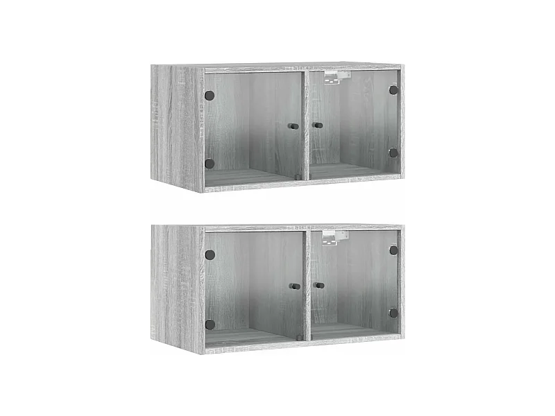 Armoires murales portes vitrées 2 pcs sonoma gris 68,5x37x35