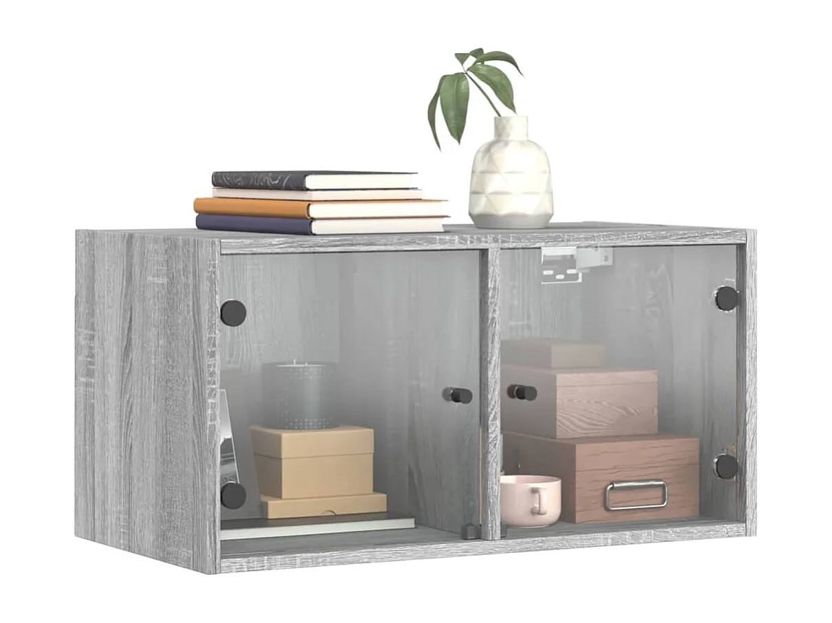 Armoires murales portes vitrées 2 pcs sonoma gris 68,5x37x35