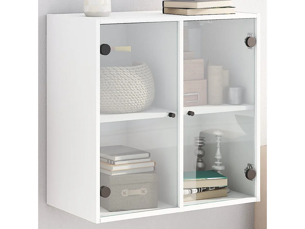 Armoire murale avec portes en verre blanc 68x37x68,5