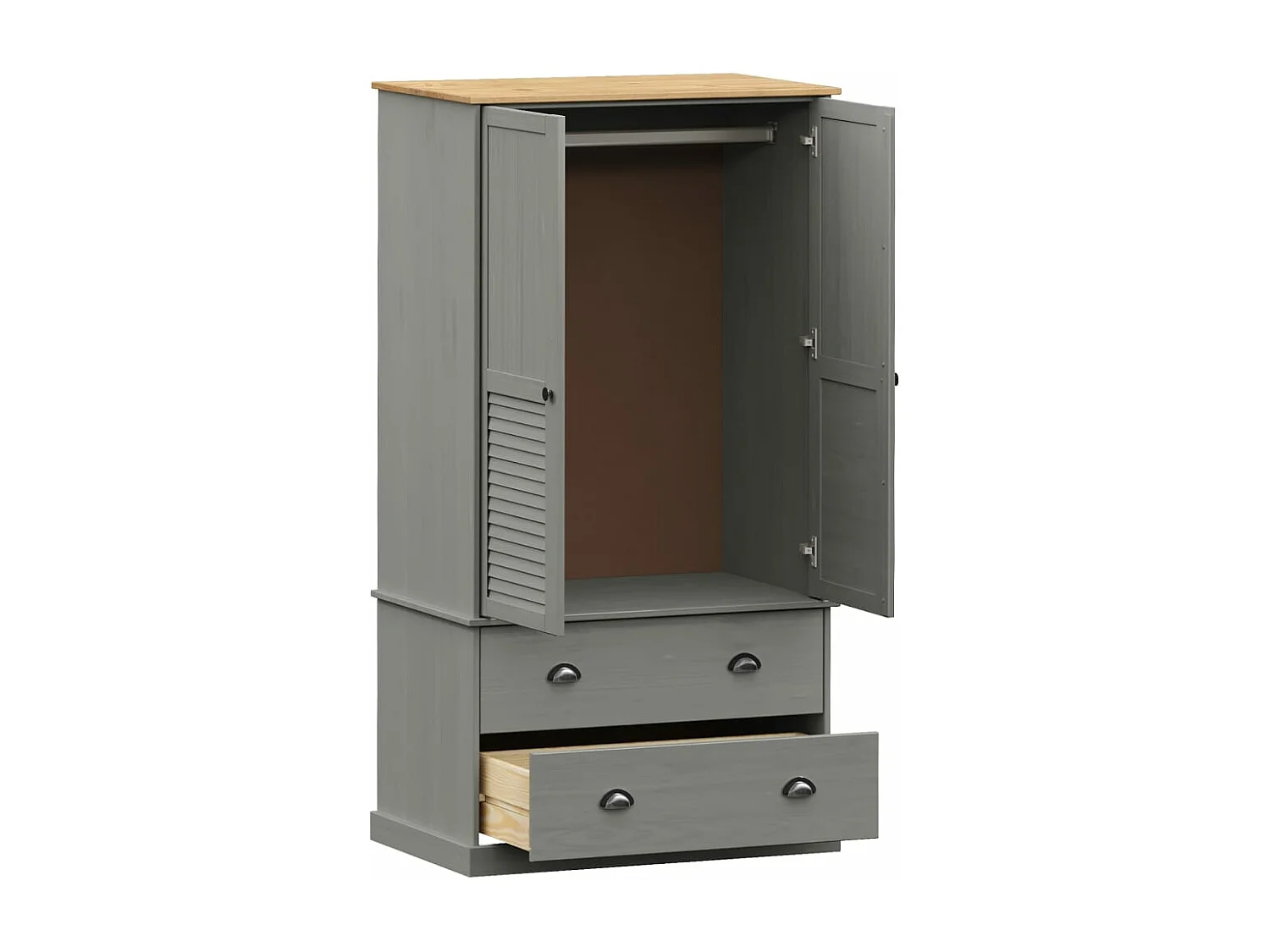 Garde-robe VIGO gris 90x55x176 bois massif de pin