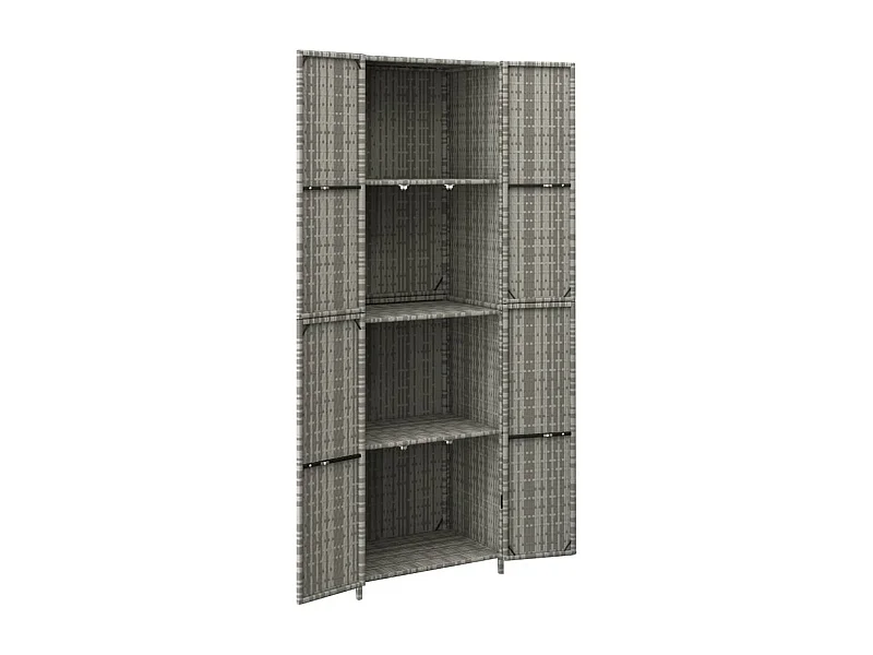 Armoire de rangement jardin Gris 59x40x180 Résine tressée