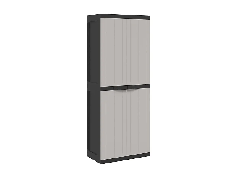 Armoire de rangement d'extérieur gris et noir 65x37x165 PP