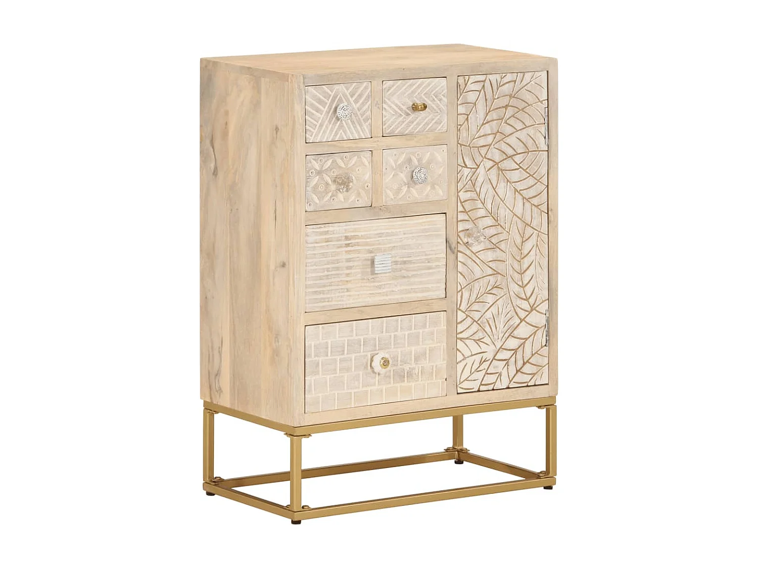 Buffet noir 55x30x76 bois massif de manguier et fer