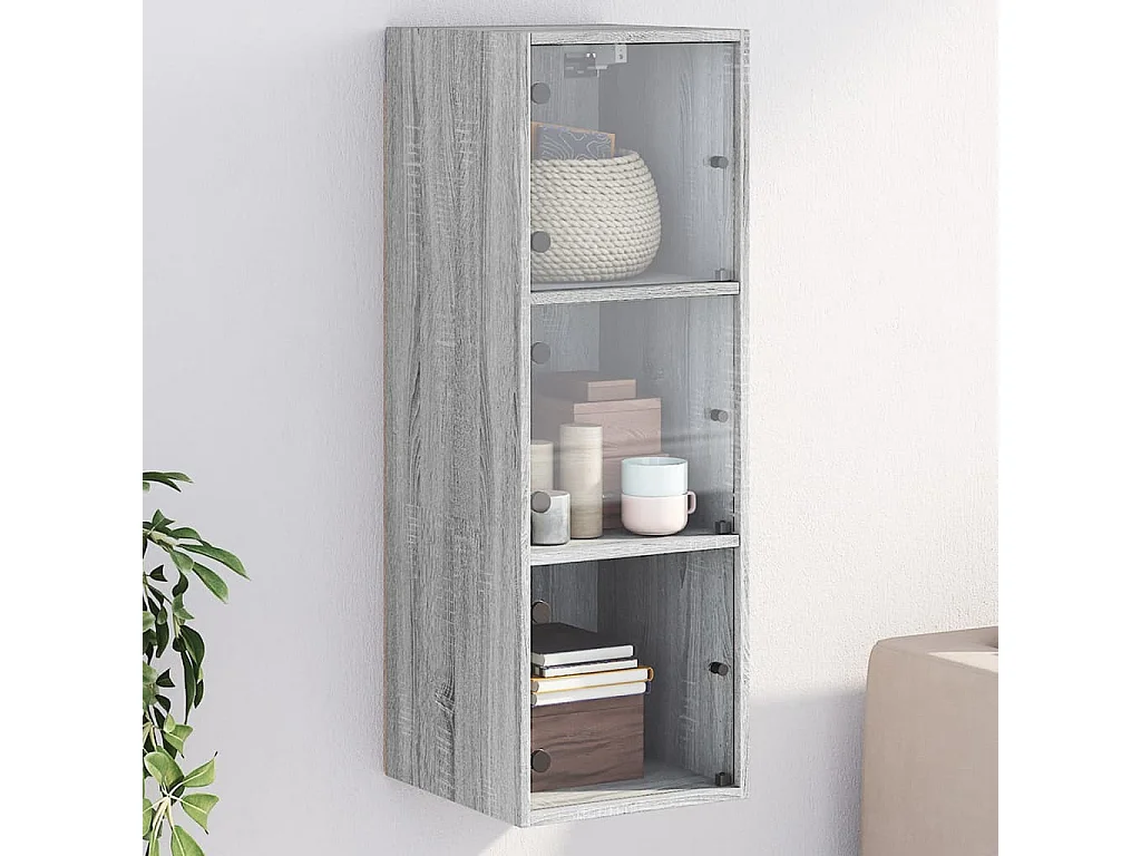 Armoire murale avec portes en verre sonoma gris 35x37x100