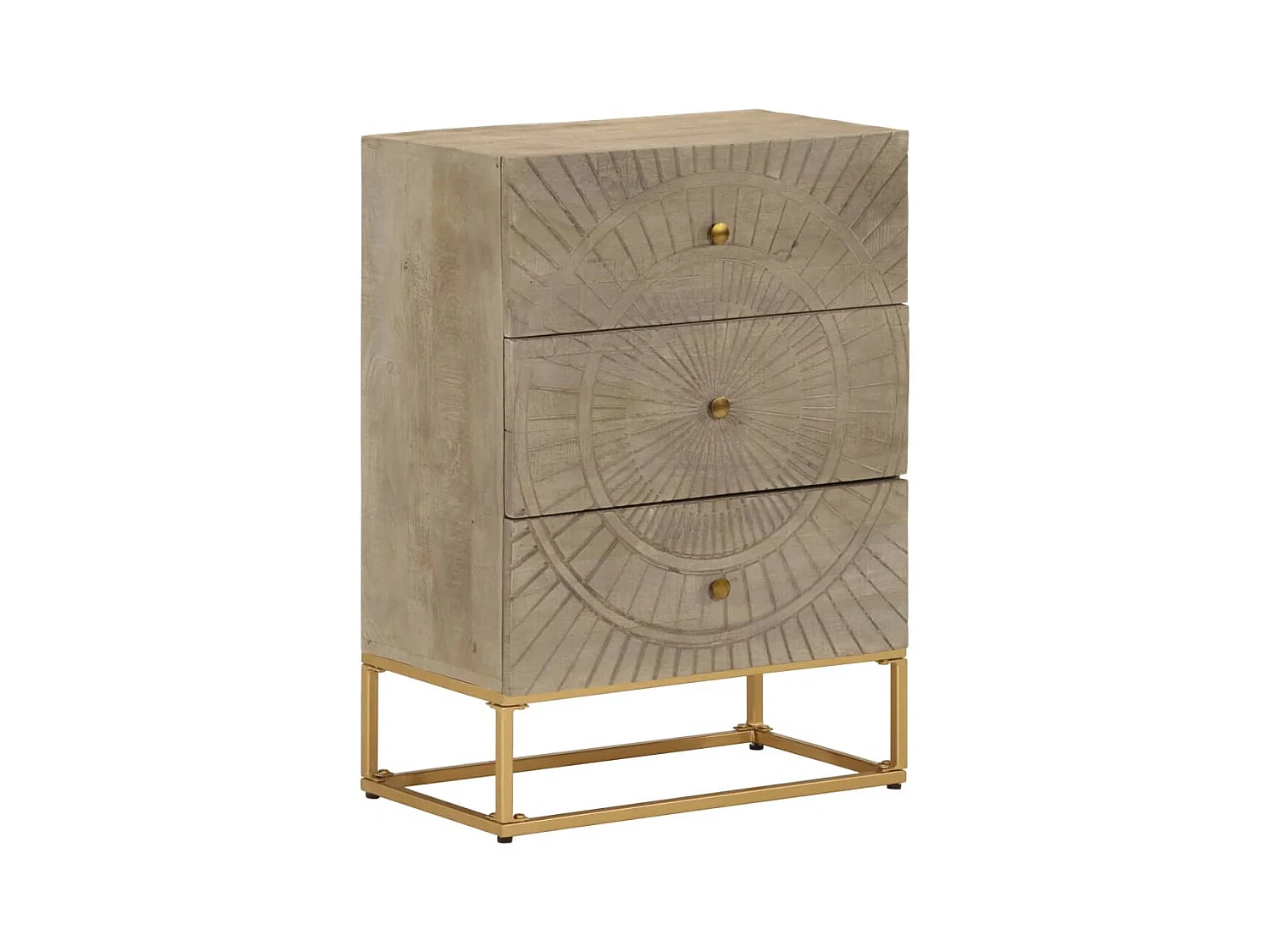 Commode 55x30x76 bois massif de manguier et fer