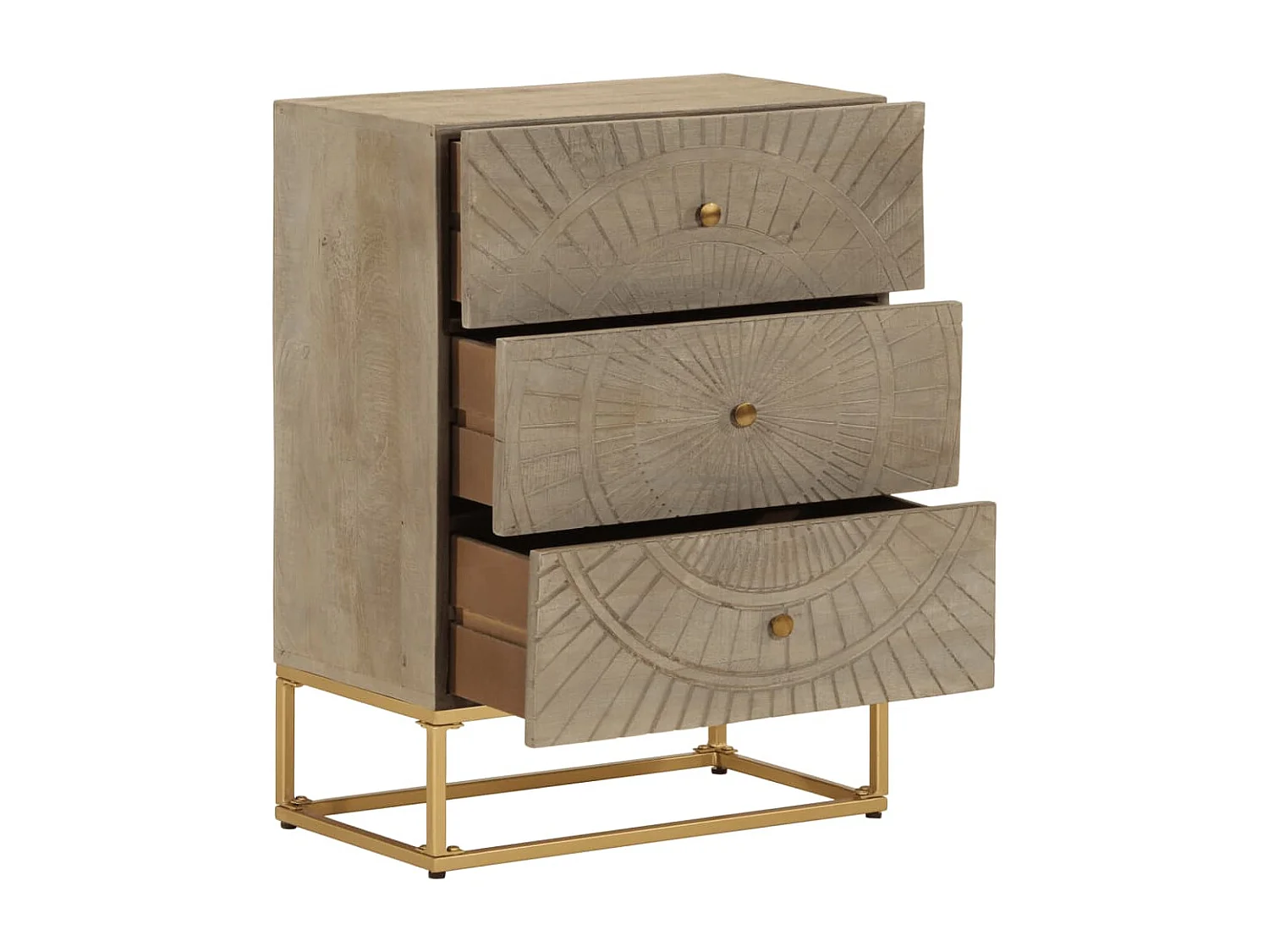 Commode 55x30x76 bois massif de manguier et fer