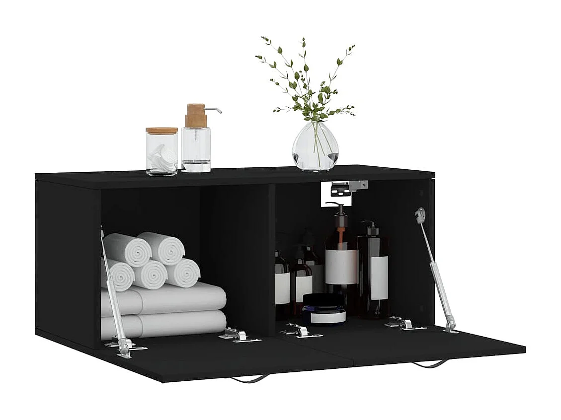 Armoire murale noir 80x36,5x35 bois d'ingénierie