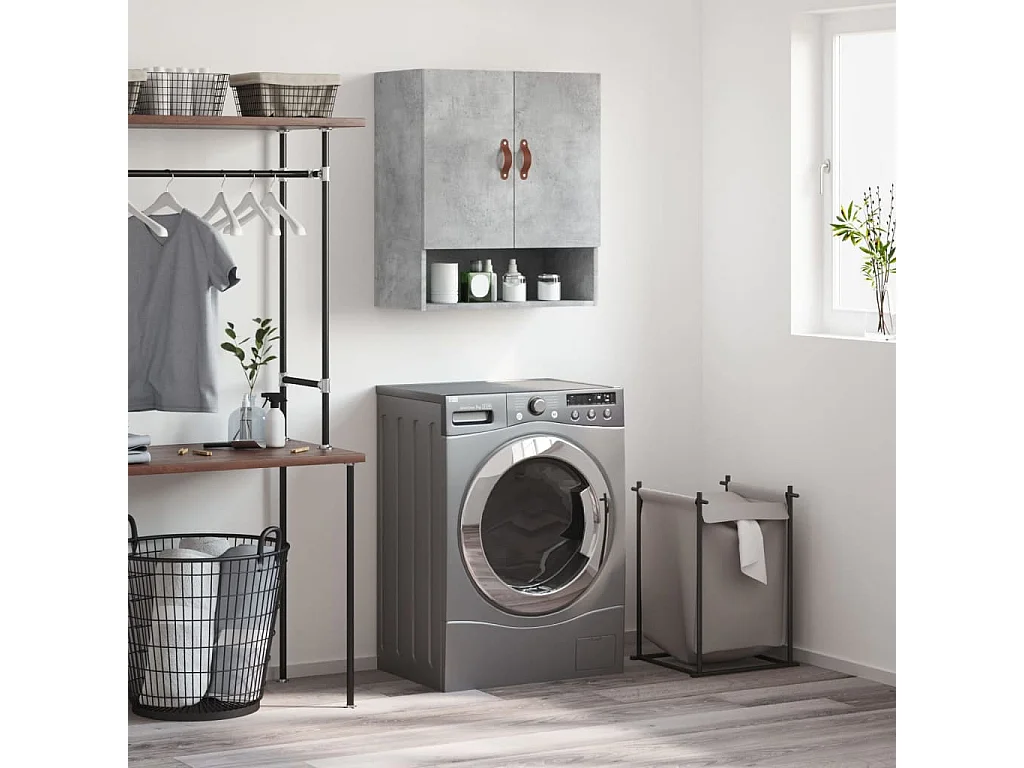 Armoire murale gris béton 60x31x70 bois d'ingénierie