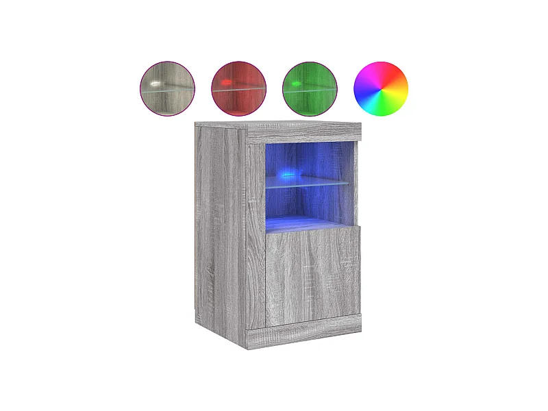 Armoire latérale et lumières LED sonoma gris bois d'ingénierie