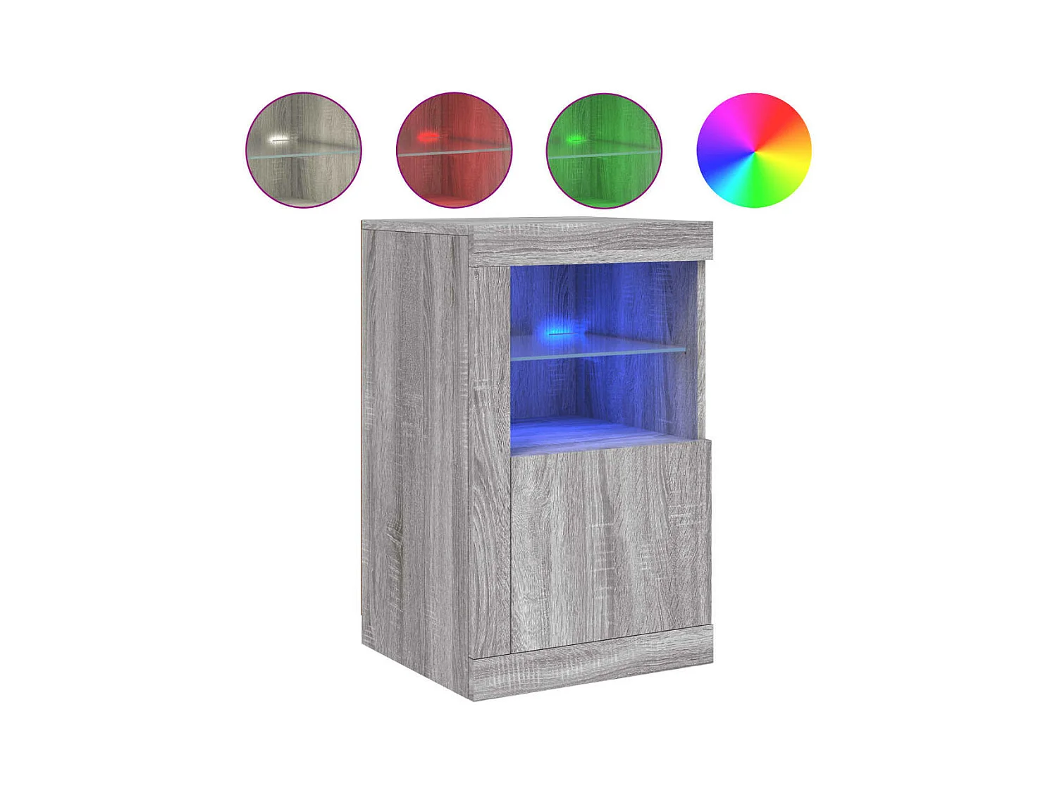 Armoire latérale et lumières LED sonoma gris bois d'ingénierie