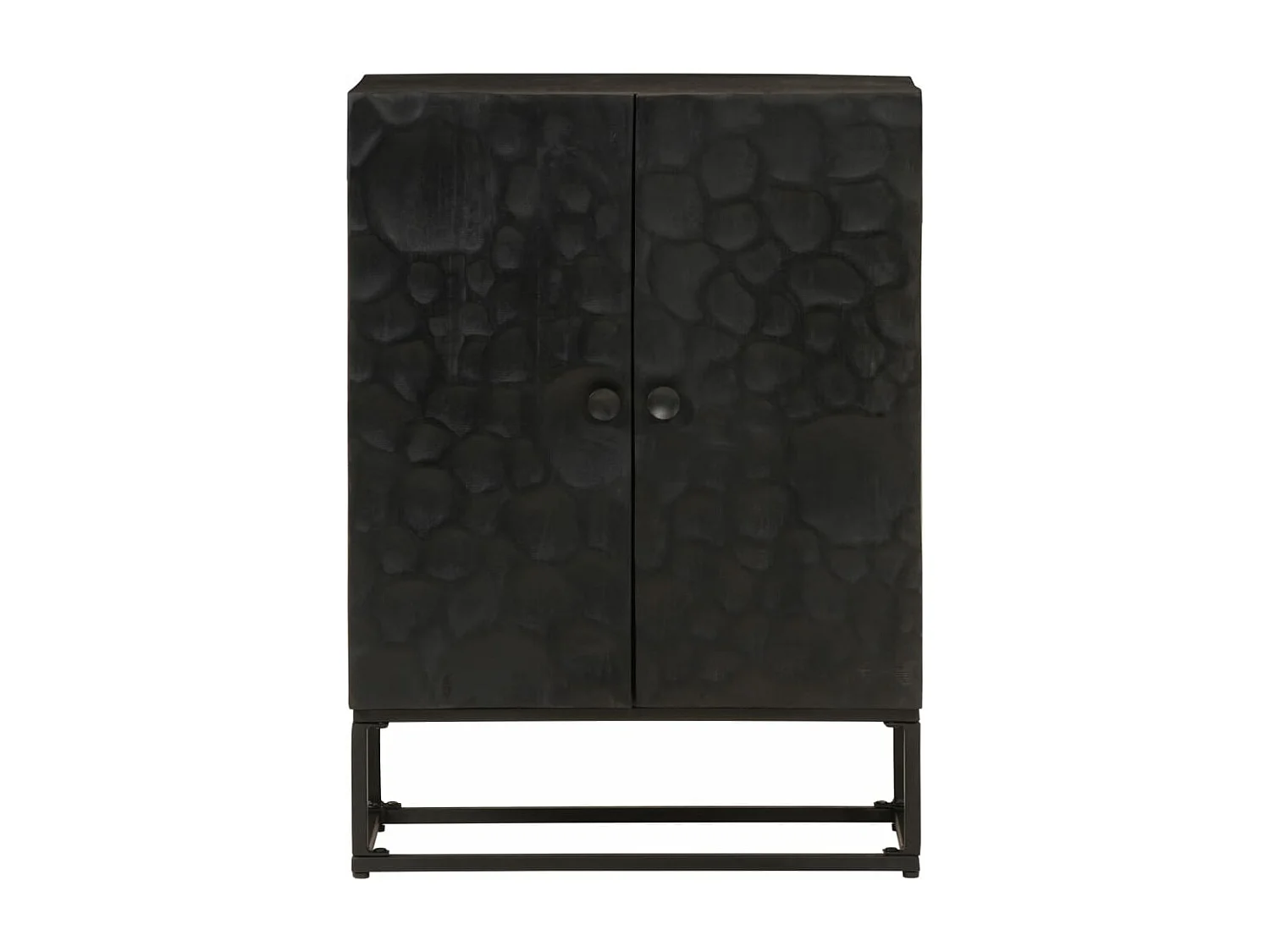 Buffet noir 55x30x76 bois massif de manguier et fer
