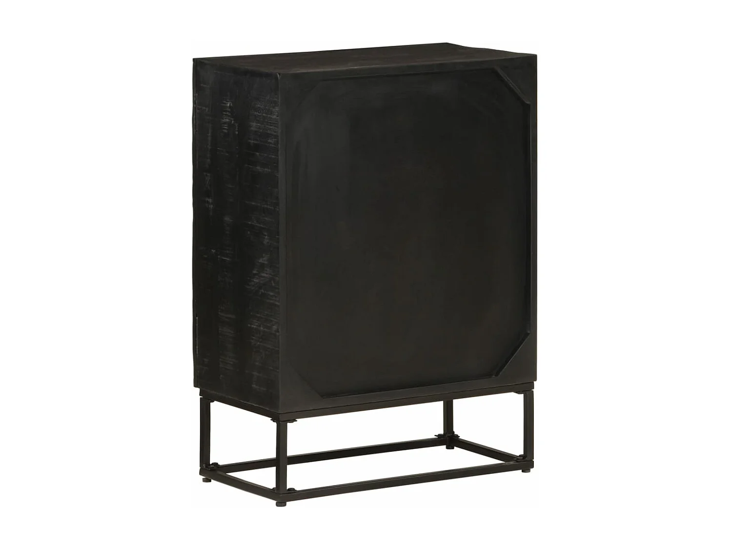 Buffet noir 55x30x76 bois massif de manguier et fer