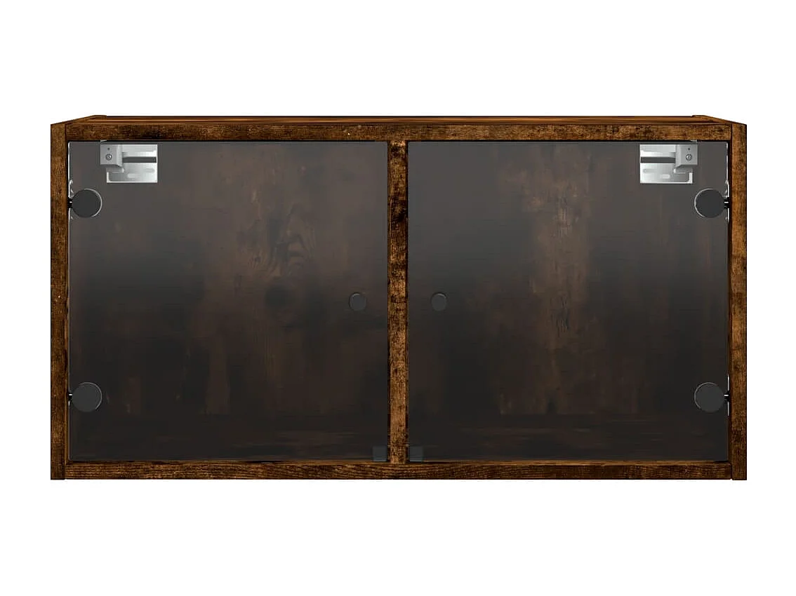 Armoires murales et portes vitrées 2pcs chêne fumé 68,5x37x35
