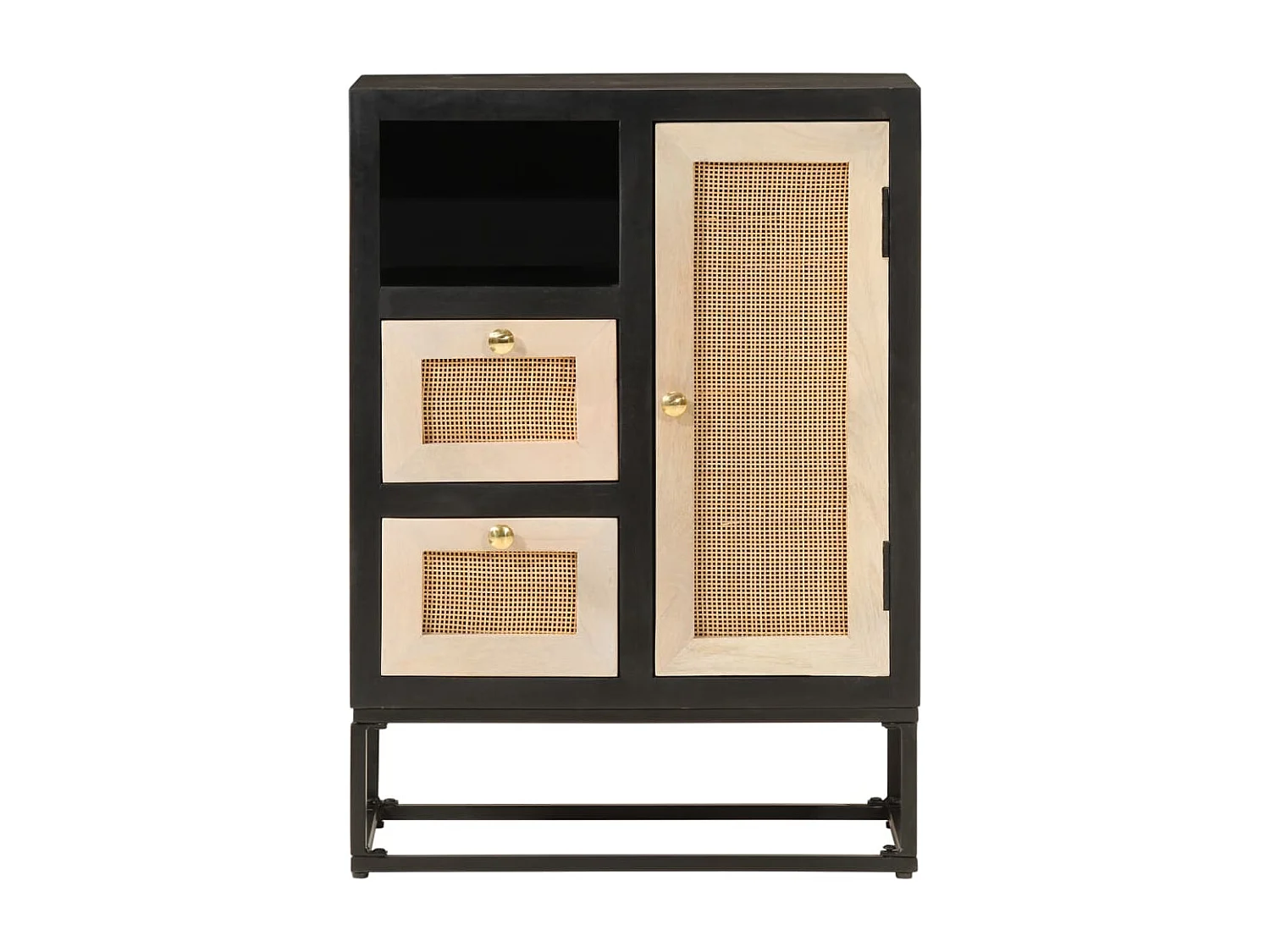 Buffet noir 55x30x76 bois massif de manguier et fer