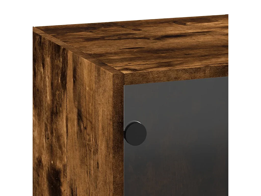 Armoire murale avec portes en verre chêne fumé 35x37x100