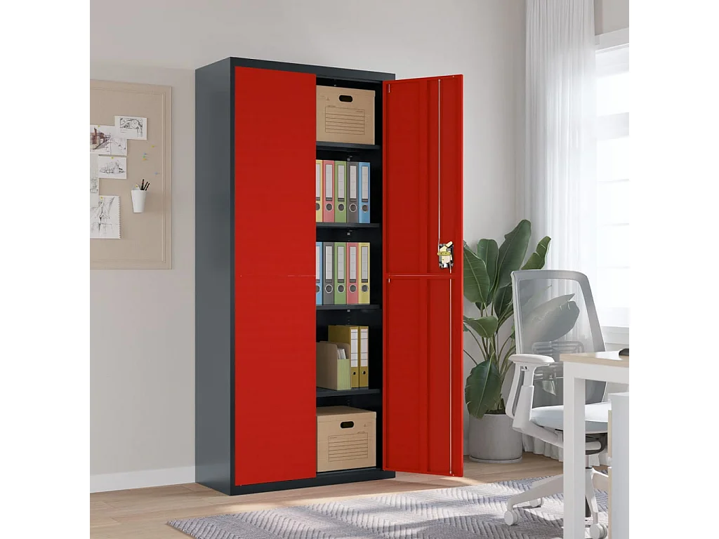 Classeur anthracite et rouge 90x40x200 acier