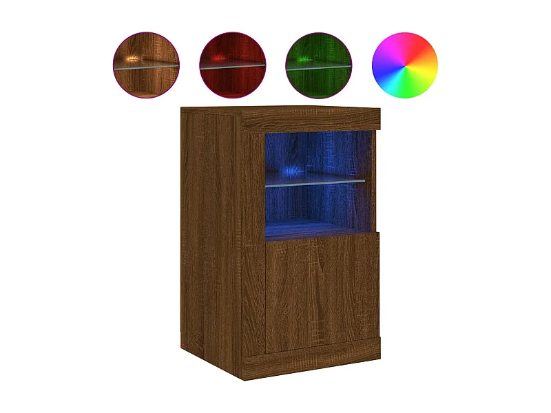 Armoire latérale avec lumières LED chêne marron bois ingénierie