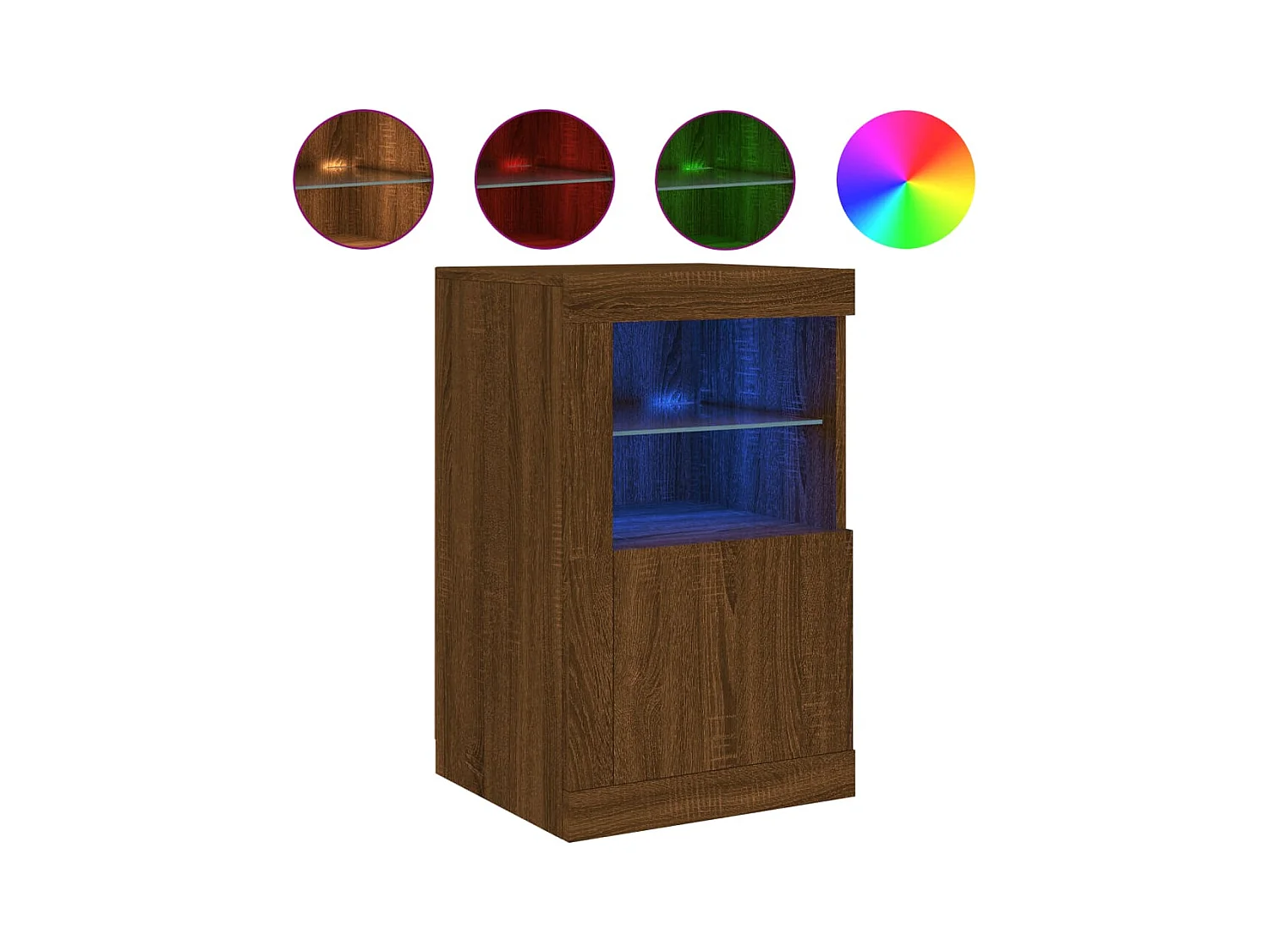 Armoire latérale avec lumières LED chêne marron bois ingénierie