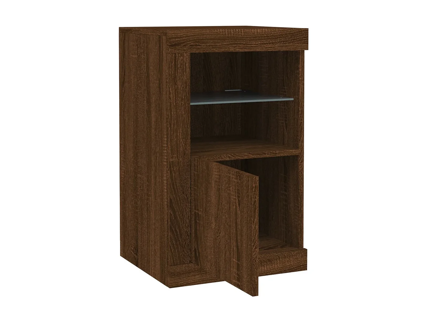 Armoire latérale avec lumières LED chêne marron bois ingénierie