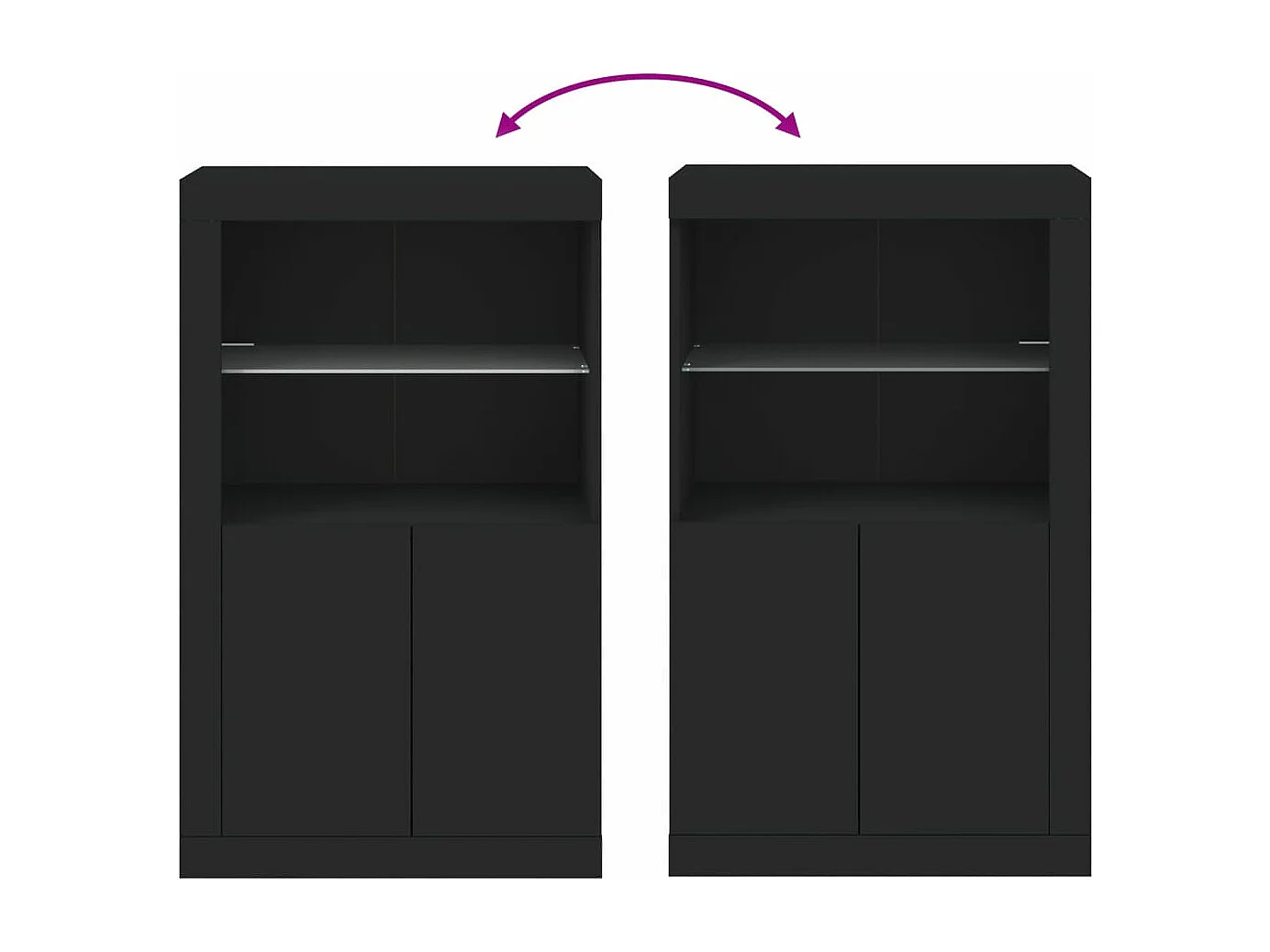 Armoire latérale avec lumières LED noir bois d'ingénierie