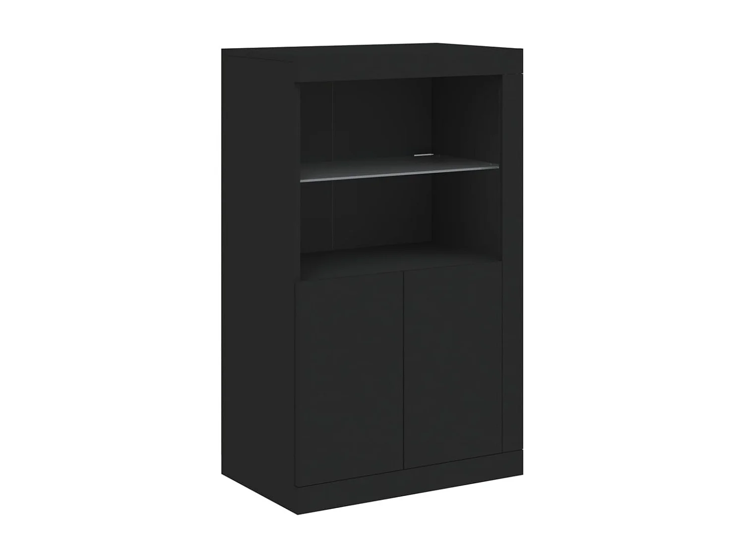 Armoire latérale avec lumières LED noir bois d'ingénierie