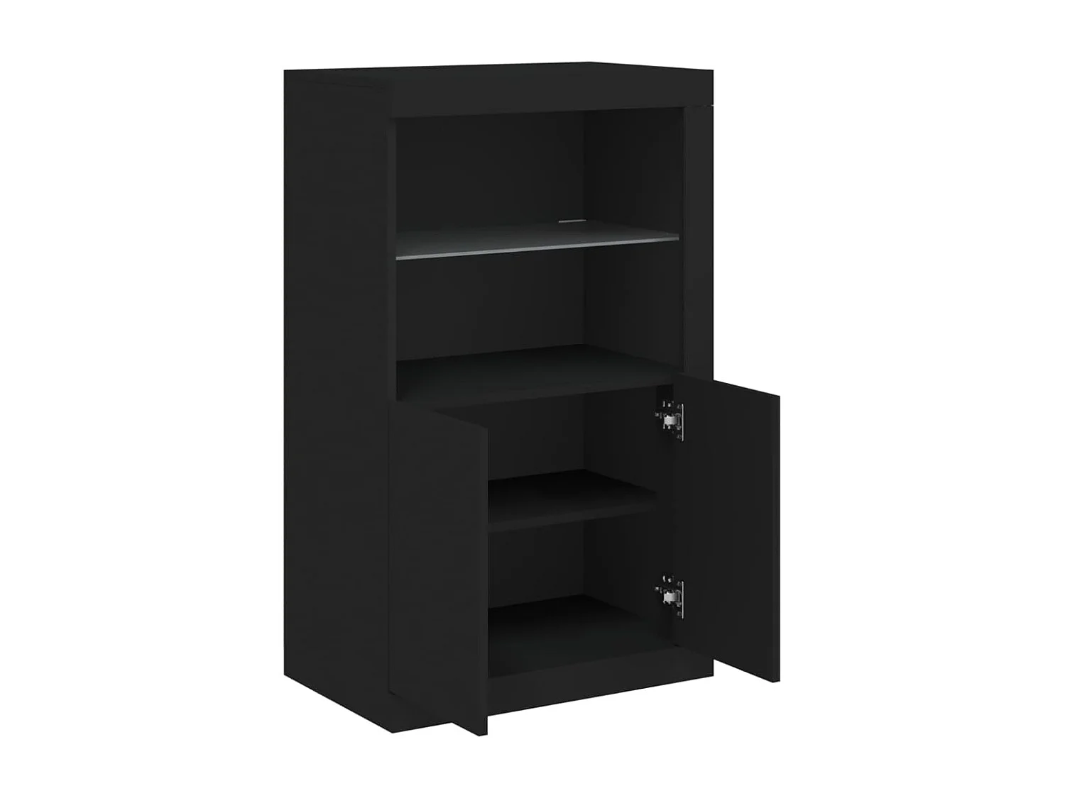 Armoire latérale avec lumières LED noir bois d'ingénierie