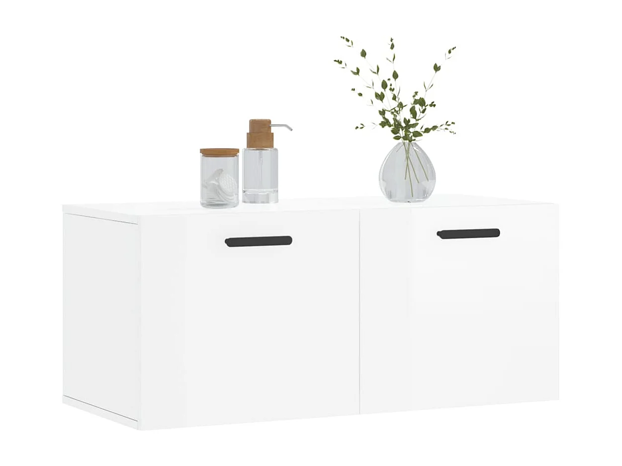 Armoire murale blanc brillant 80x36,5x35 bois d'ingénierie