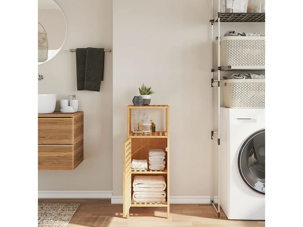 Armoire de salle de bain avec étagère 36x33x87 bambou