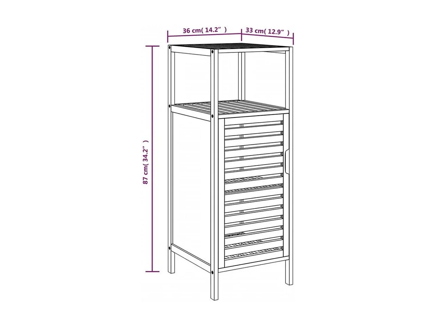 Armoire de salle de bain avec étagère 36x33x87 bambou