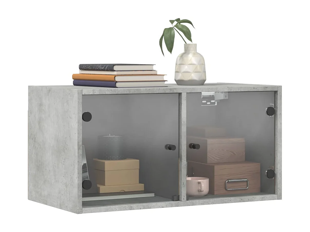 Armoire murale avec portes en verre gris béton 68,5x37x35