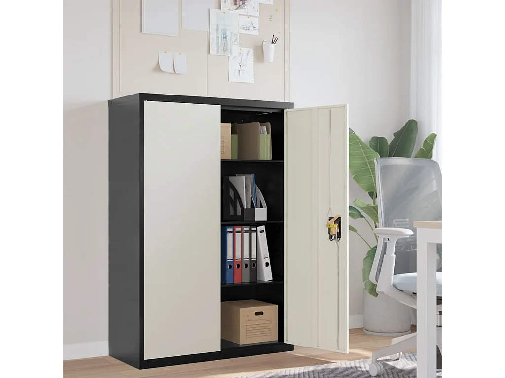 Classeur anthracite et blanc 90x40x140 acier