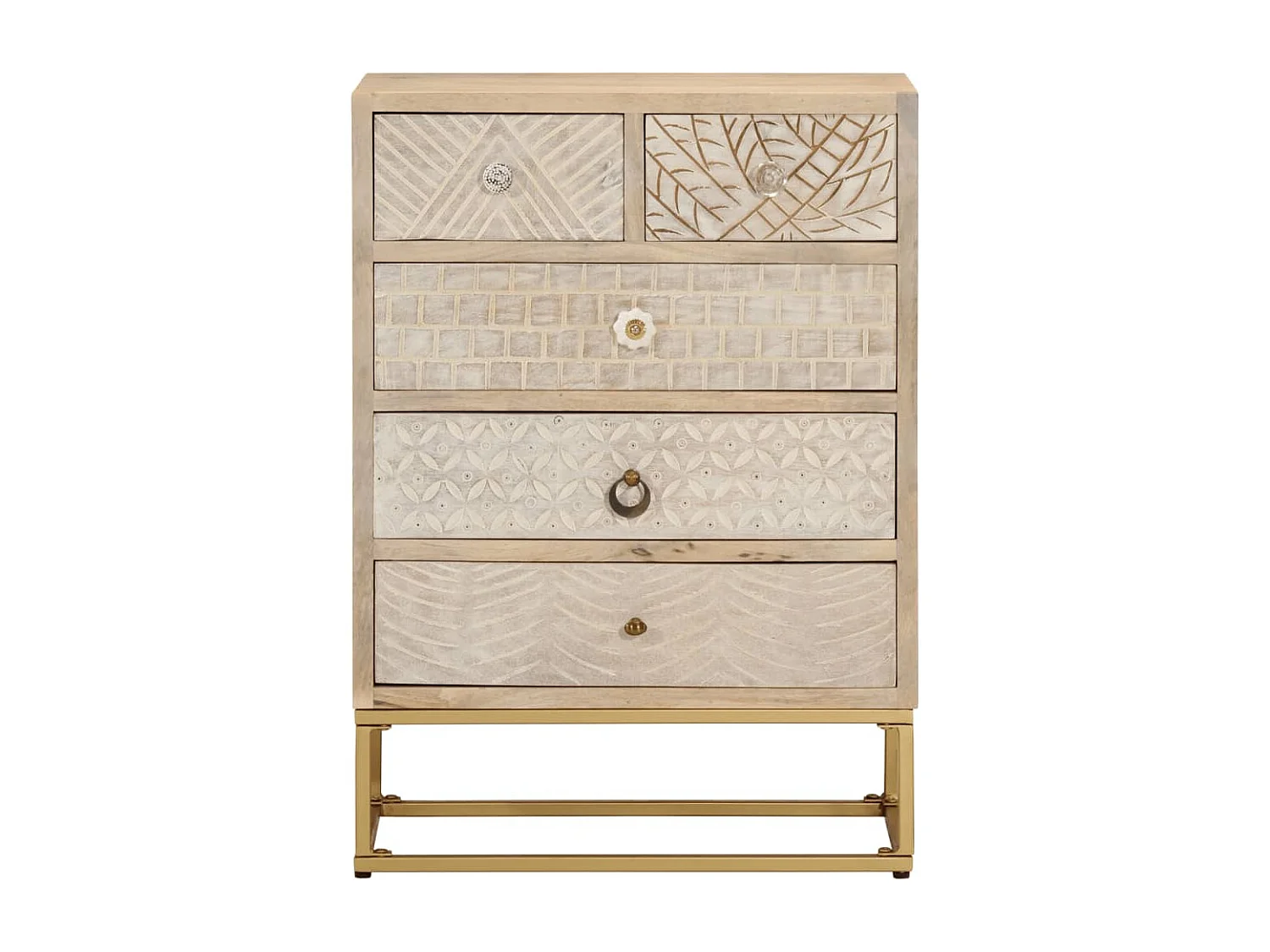 Commode 55x30x76 bois massif de manguier et fer