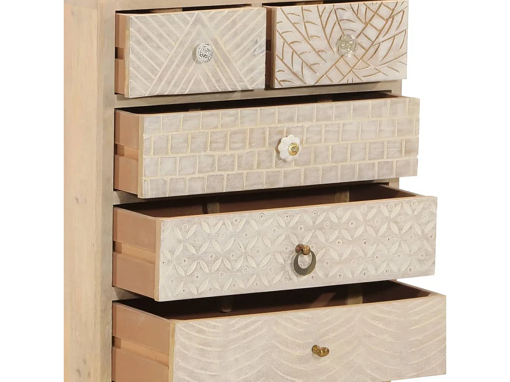 Commode 55x30x76 bois massif de manguier et fer