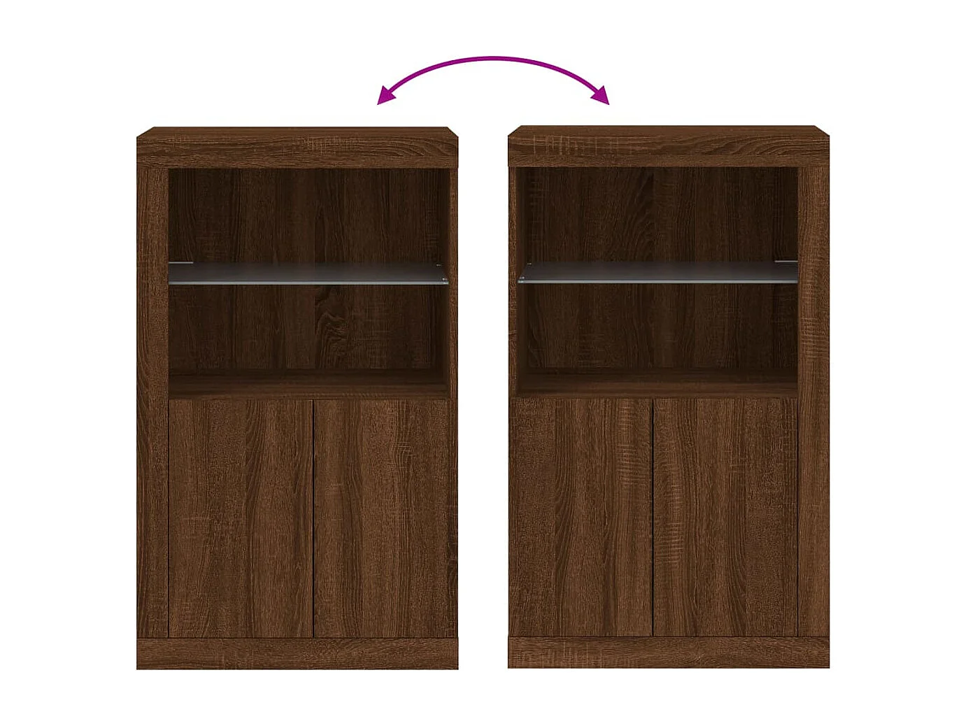 Armoire latérale avec lumières LED chêne marron bois ingénierie