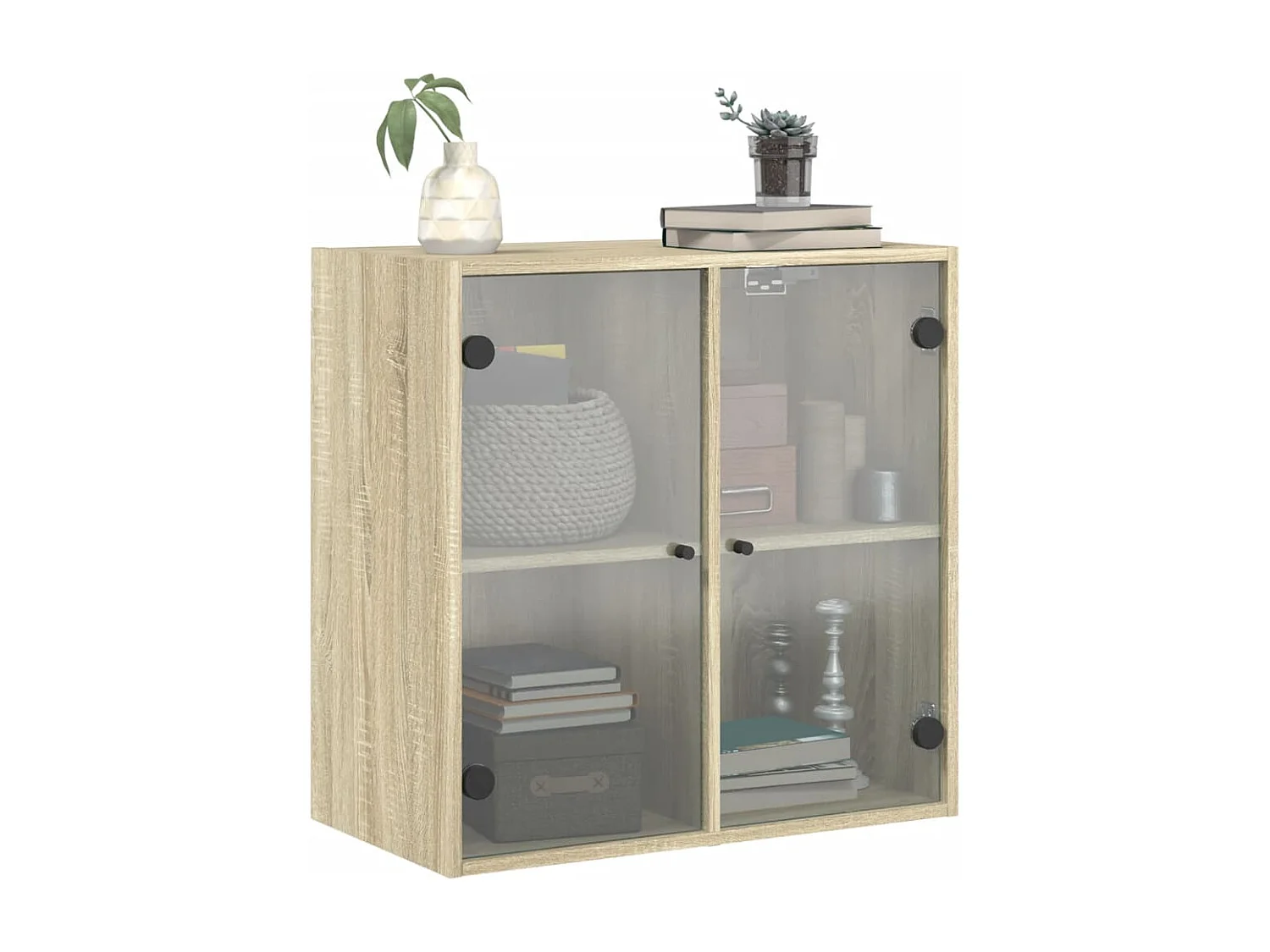 Armoire murale avec portes en verre chêne sonoma 68x37x68,5