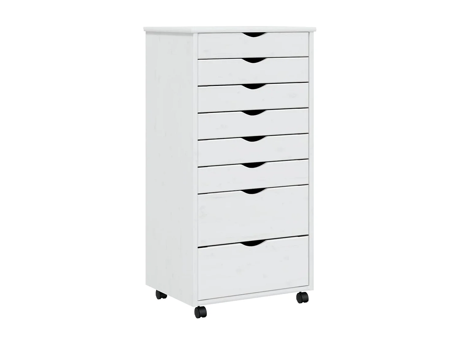 Armoire roulante avec tiroirs MOSS blanc bois de pin solide