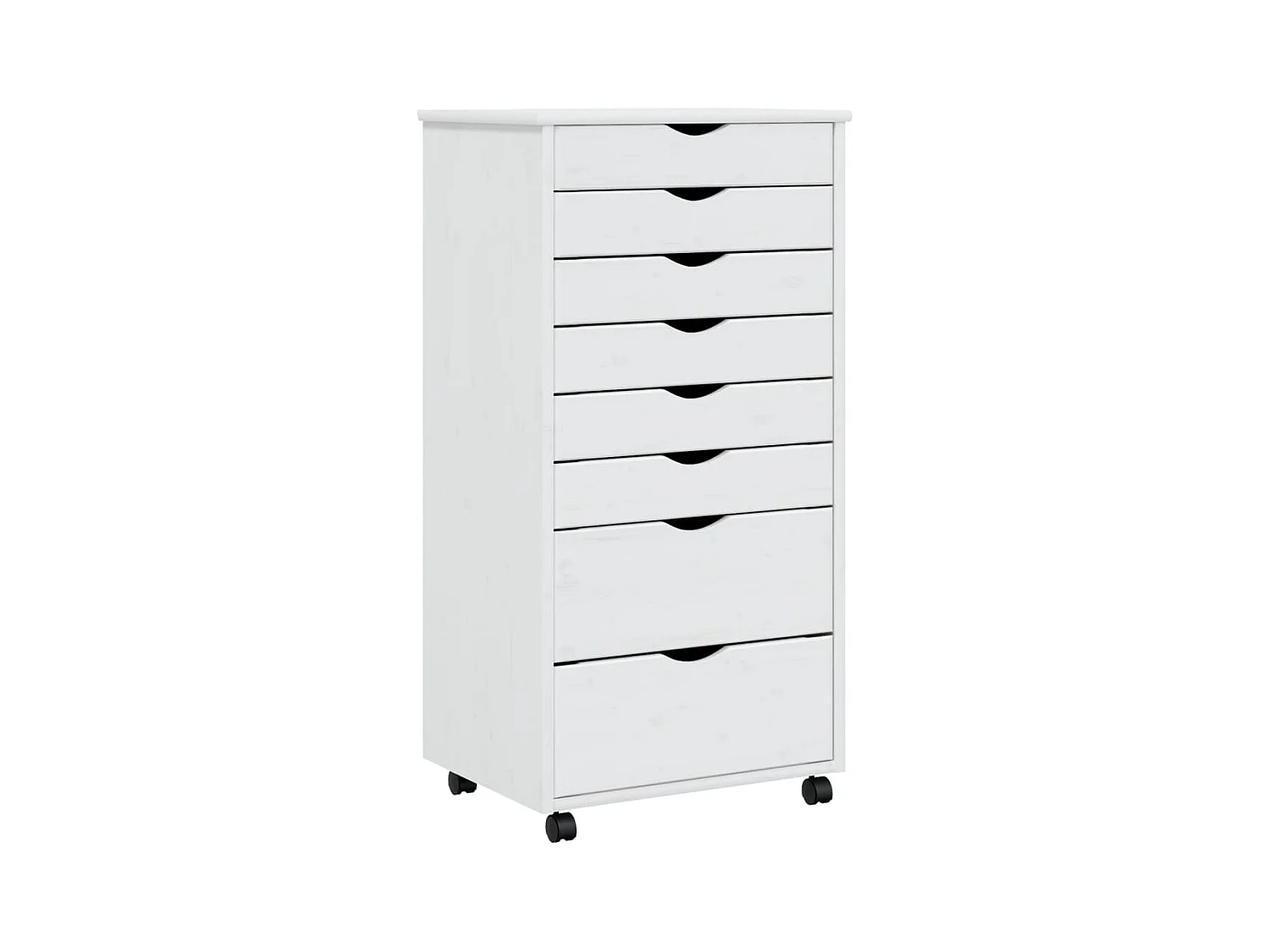 Armoire roulante avec tiroirs MOSS blanc bois de pin solide