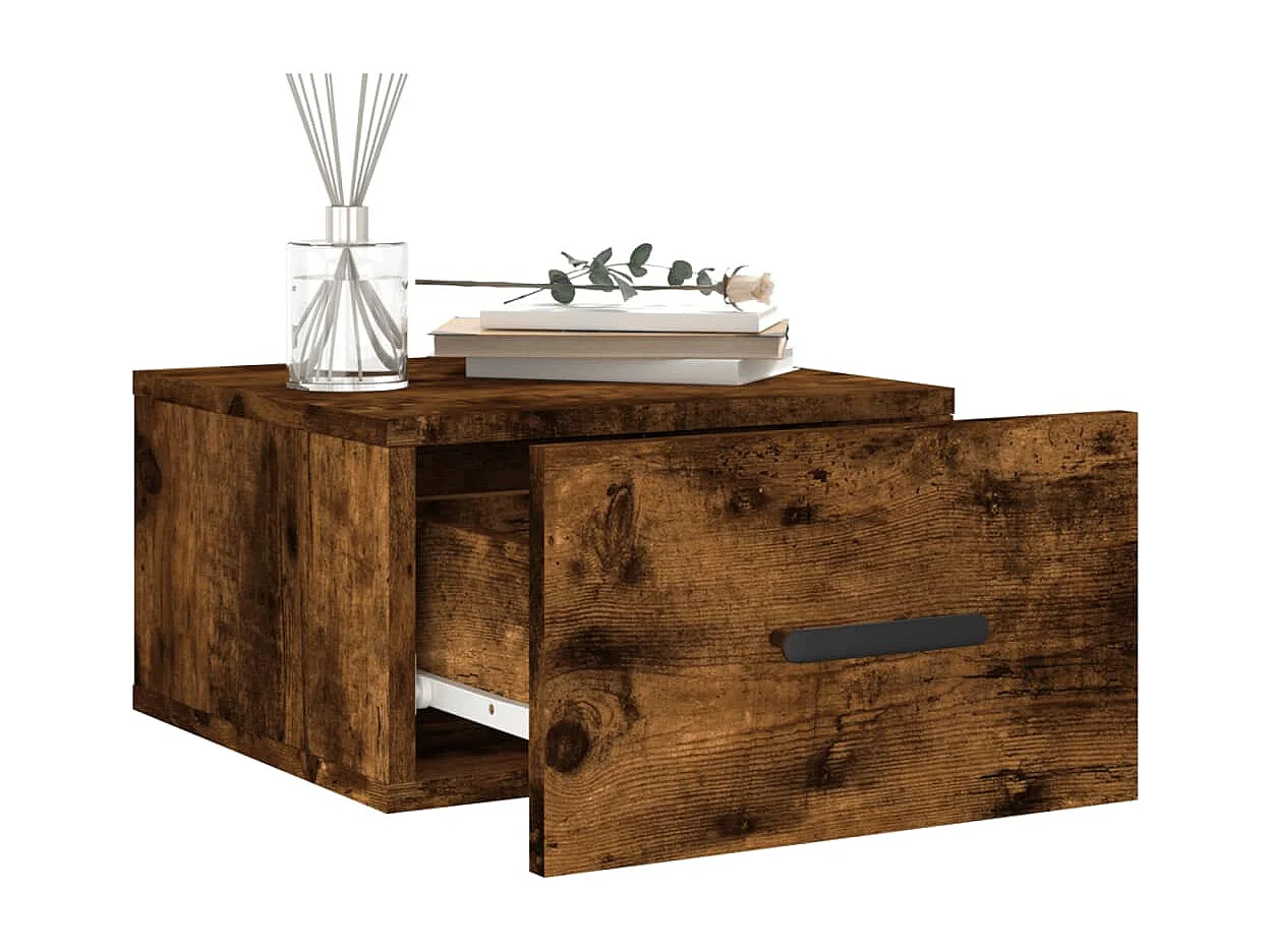 Tables de chevet murales 2 pcs chêne fumé 35x35x20