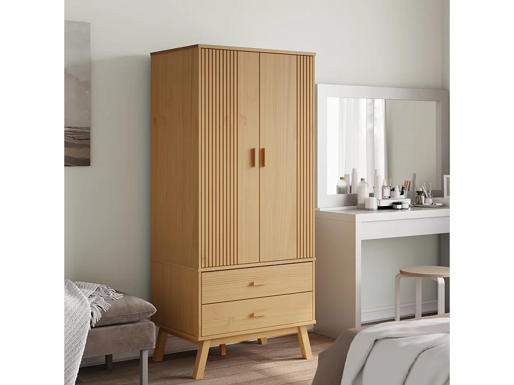 Garde-robe OLDEN marron 76,5x53x172 bois massif de pin